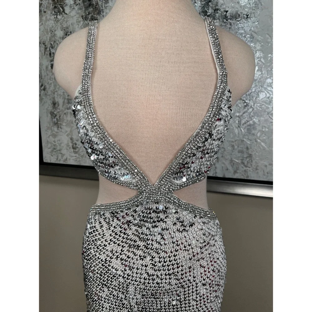 Retrofete Morgan Crystal and Sequin Embellished Cutout Crochet Maxi Dress Size S - Picture 5 of 10